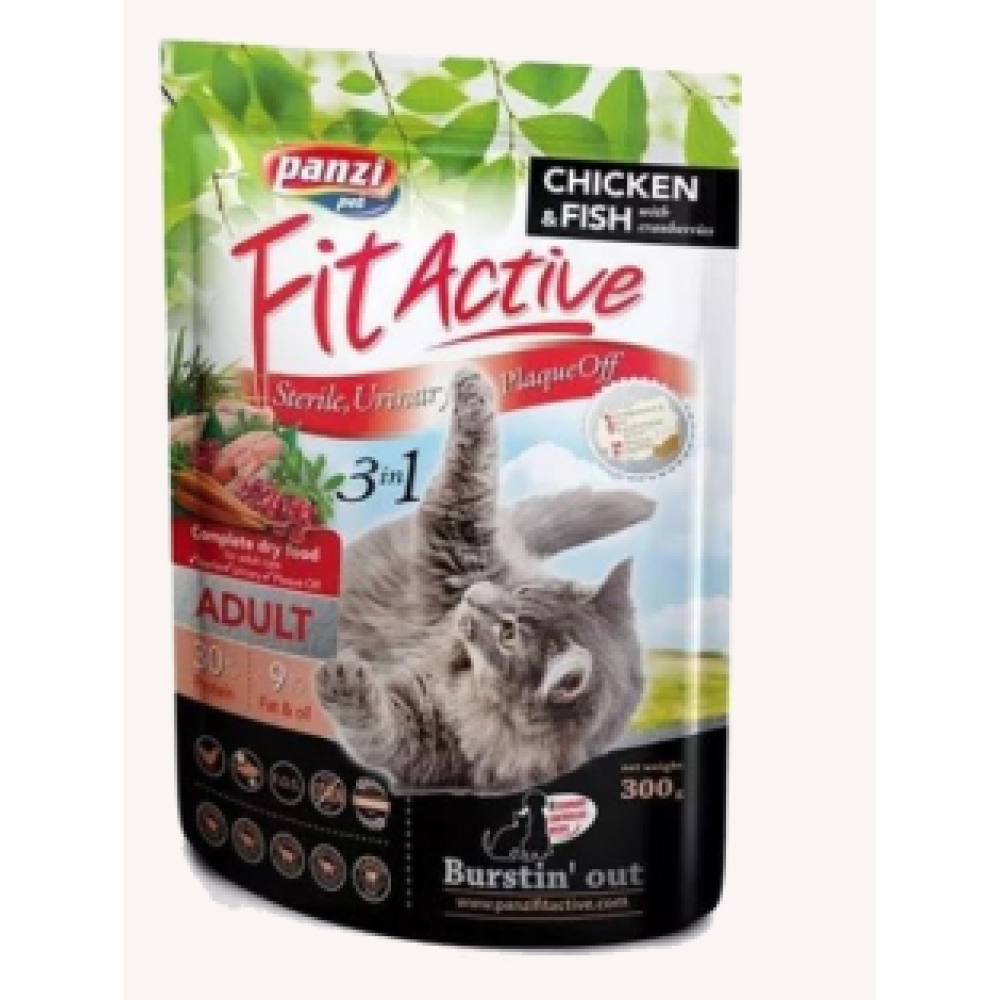 Корм для взрослых котов FitActive Cat ADULТ 3in1 300 (г)
