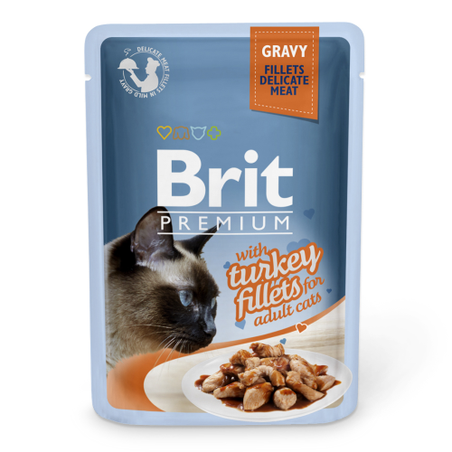 Влажный корм для кошек с филе индейки в соусе Brit Premium Cat pouch 85 г