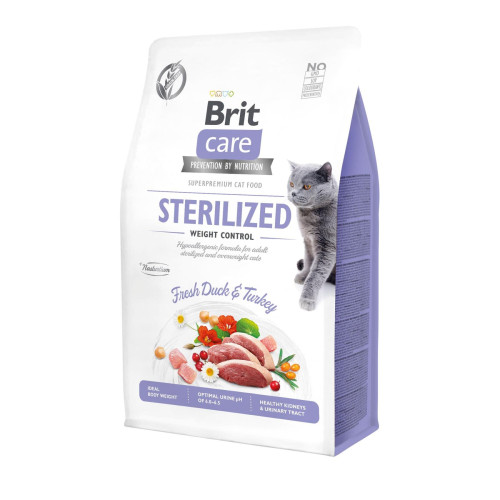 Сухой корм Brit Care Cat GF Sterilized Weight Control для стерилизованных кошек с лишним весом 