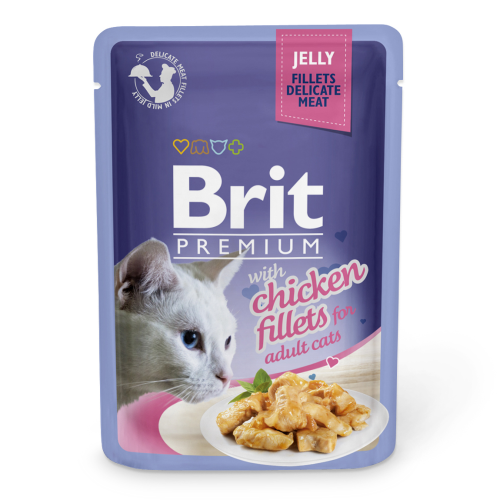 Влажный корм для кошек с филе курицы в желе Brit Premium Cat pouch 85 г