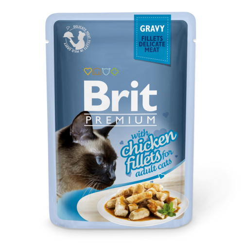 Влажный корм для кошек с филе курицы в соусе Brit Premium Cat pouch 85 г