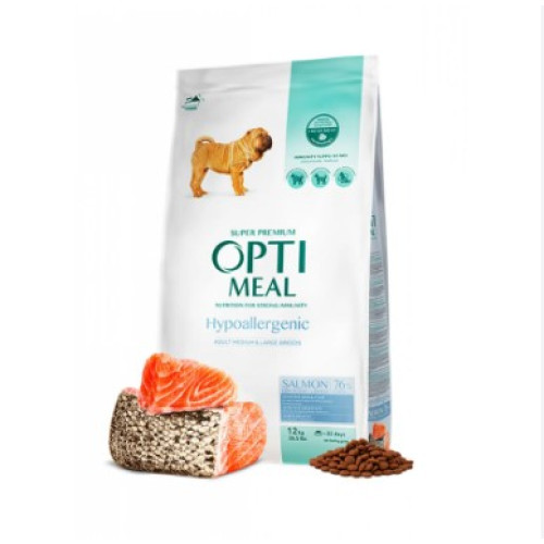 Сухий гіпоалергенний корм Optimeal для дорослих собак середніх та великих порід (лосось) 4 (кг)