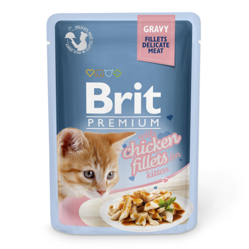 Влажный корм для котят с филе курицы в соусе Brit Premium Cat pouch 85 г