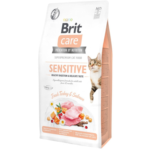 Сухой корм Brit Care Cat GF Sensitive HDigestion & Delicate Taste для привередливых кошек 
