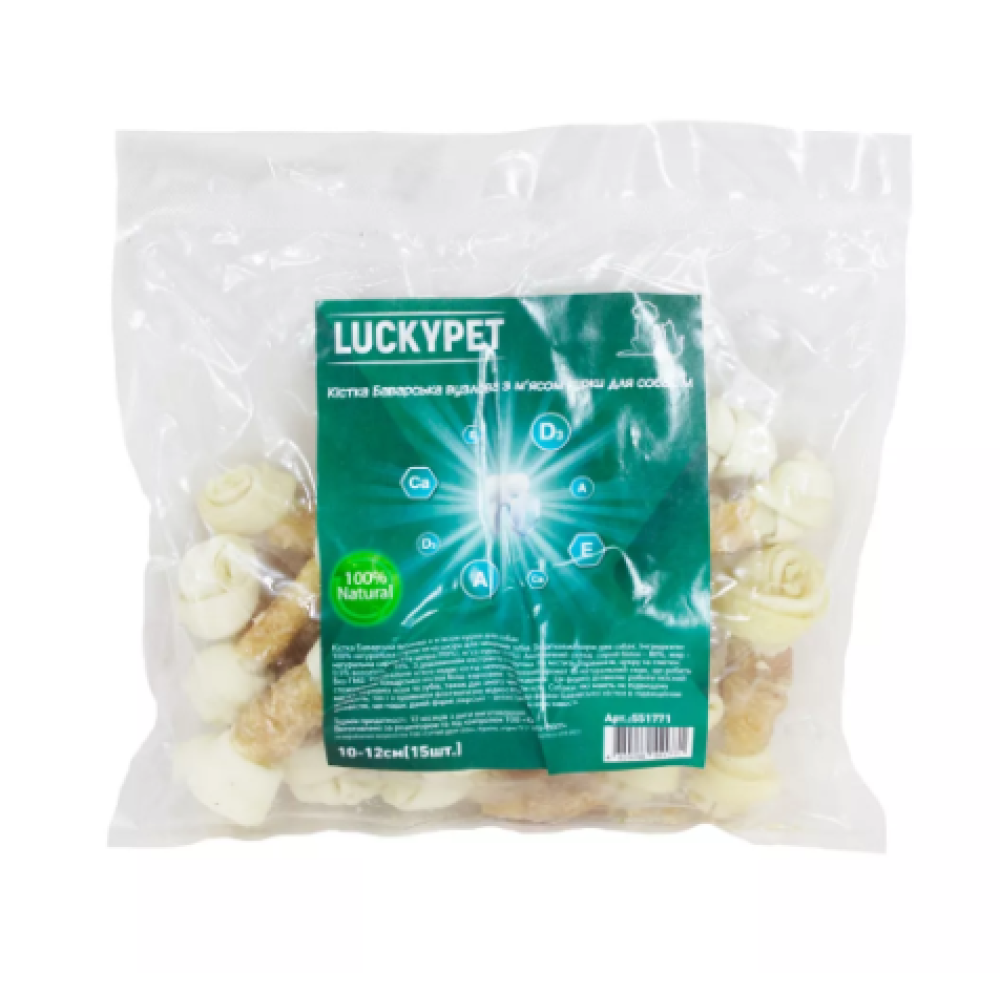 Кость Lucky Pet Баварская узловая №2 М + мясо курицы, 10-12 см, 15 шт 