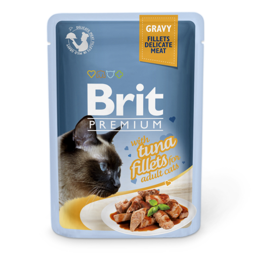 Вологий корм для кішок з філе тунця у соусі Brit Premium Cat pouch 85 г
