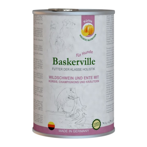 Консерва для собак Baskerville (Баскервіль) Holistic, кабан, качка з гарбузом та зеленню 400 г.