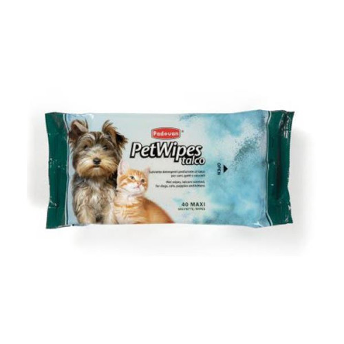 Вологі серветки з ароматом тальку Padovan для котів та собак 40 шт.