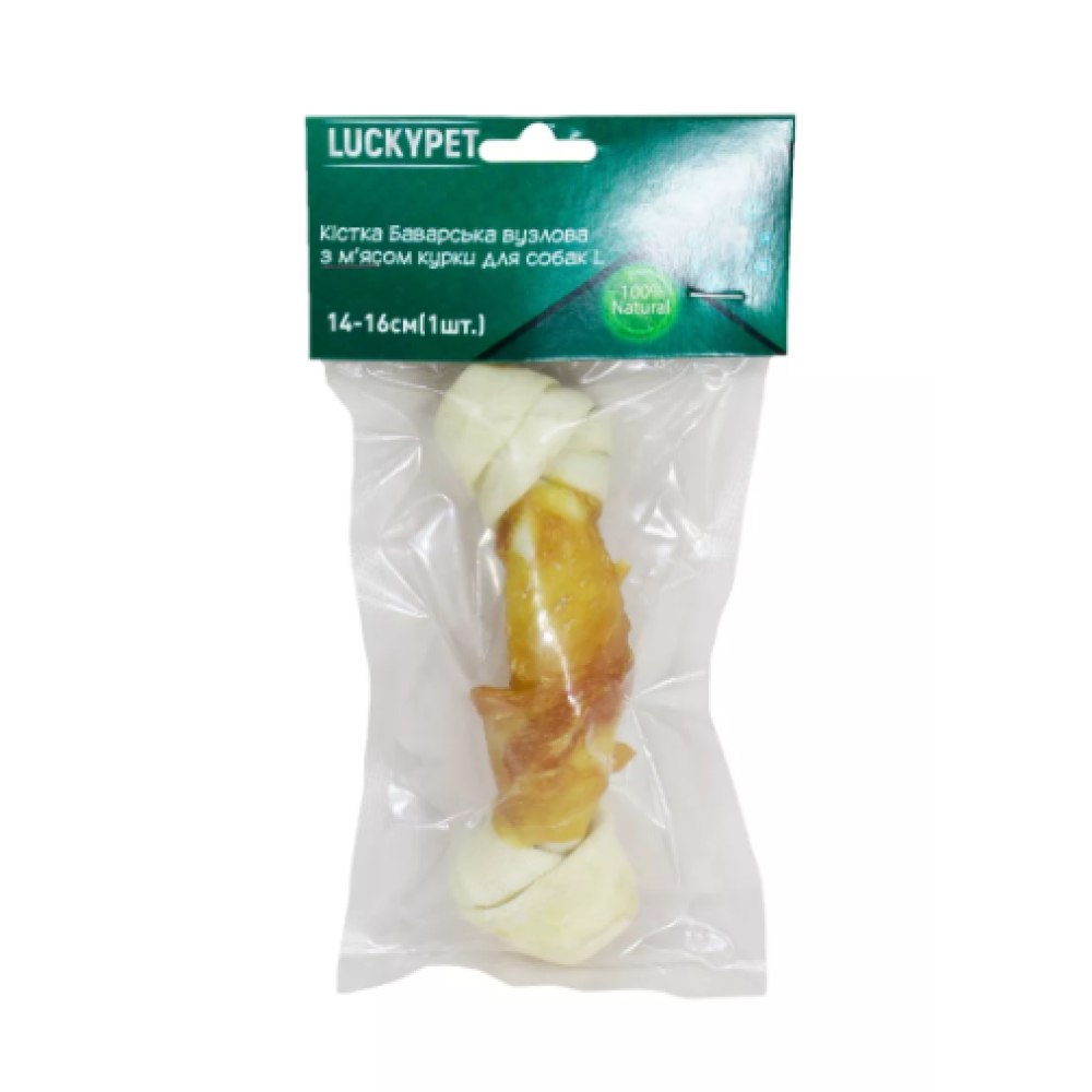 Кость Lucky Pet Баварская узловая №3 L + мясо курицы, 14-16 см, 1 шт