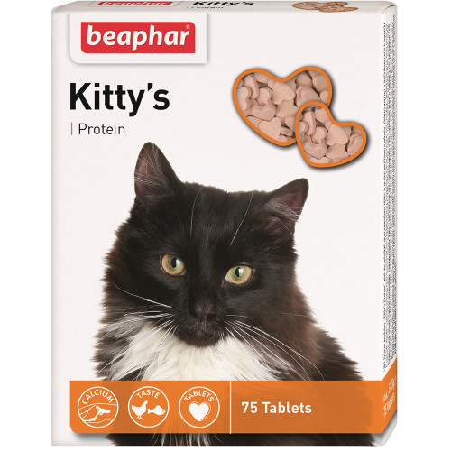 Витамины для взрослых кошек Beaphar Kitty's Protein с протеином 75 таблеток