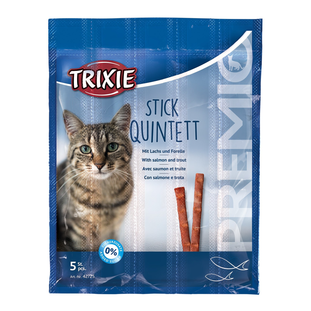 Ласощі для кішок Trixie Premio Quadro-Sticks лосось/форель 5 х 5 г
