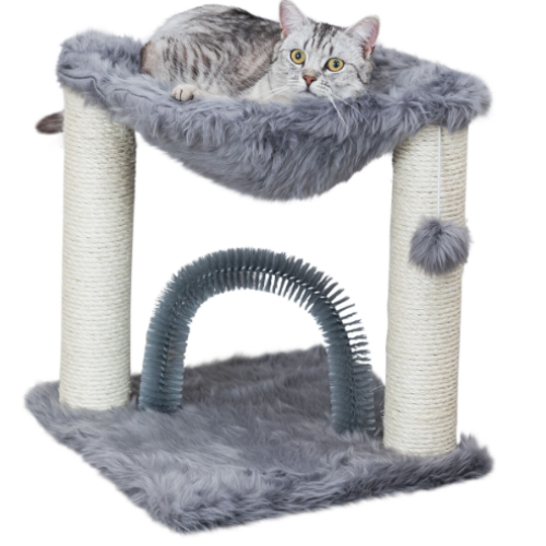 Кігтеточка для кішок Trixie Дерево Baza зі щіткою сизаль/плюш сірий, 41*41*50 см