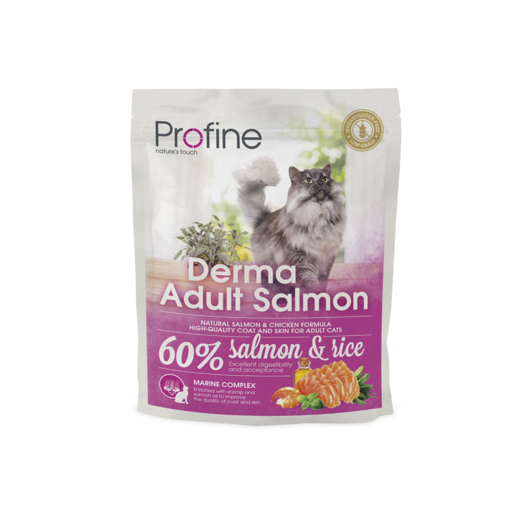 Сухий корм Profine Cat Derma для довгошерстих котів з лососем та рисом 300 г