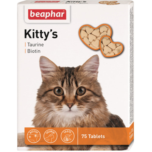 Витамины для взрослых кошек Beaphar Kitty's Taurine + Biotin 75 таблеток