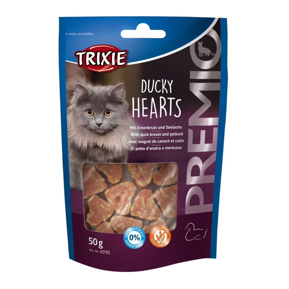 Ласощі для кішок Trixie Premio Hearts качка/мінтай 50 г