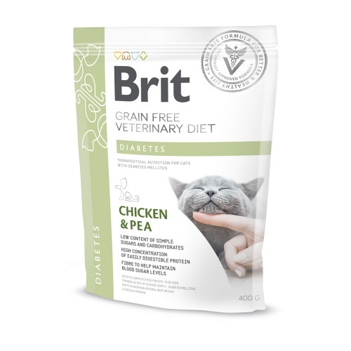 Сухой корм для кошек, при сахарном диабете Brit GF Veterinary Diet Diabetes с курицей, 400 г