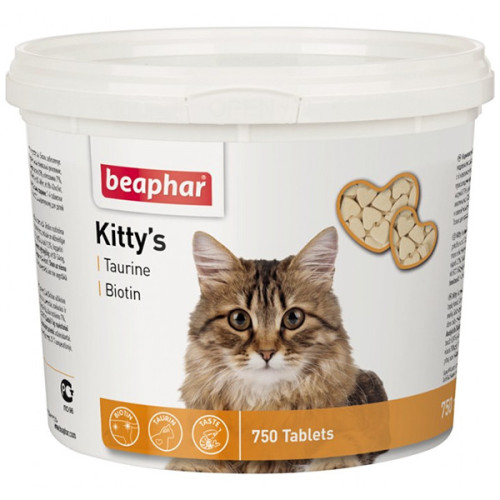 Витамины для взрослых кошек Beaphar Kitty's Taurine + Biotin 750 таблеток