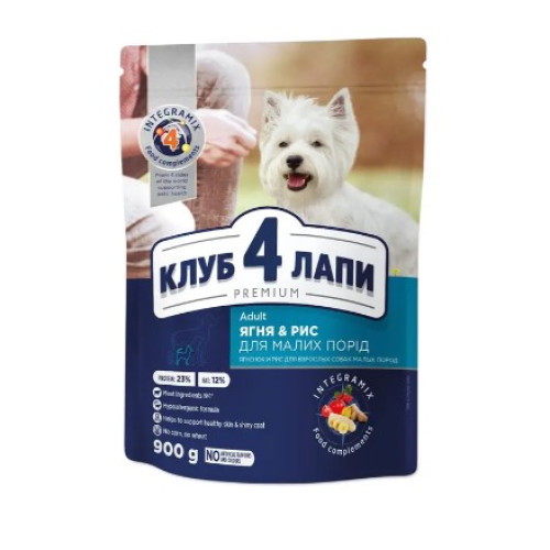 Сухой корм для собак малых пород Club 4 Paws Premium (ягненок и рис) 900 (г)