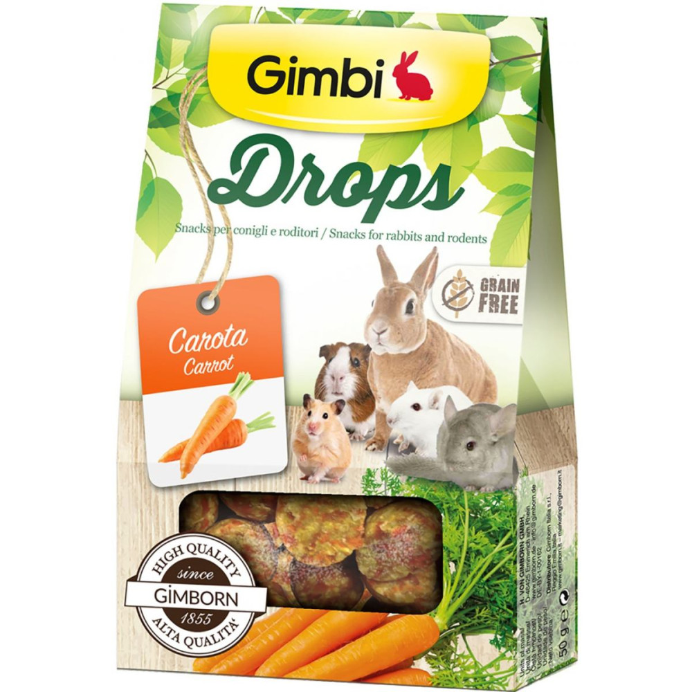 Ласощі для гризунів GimBi дропси з морквою 50 г