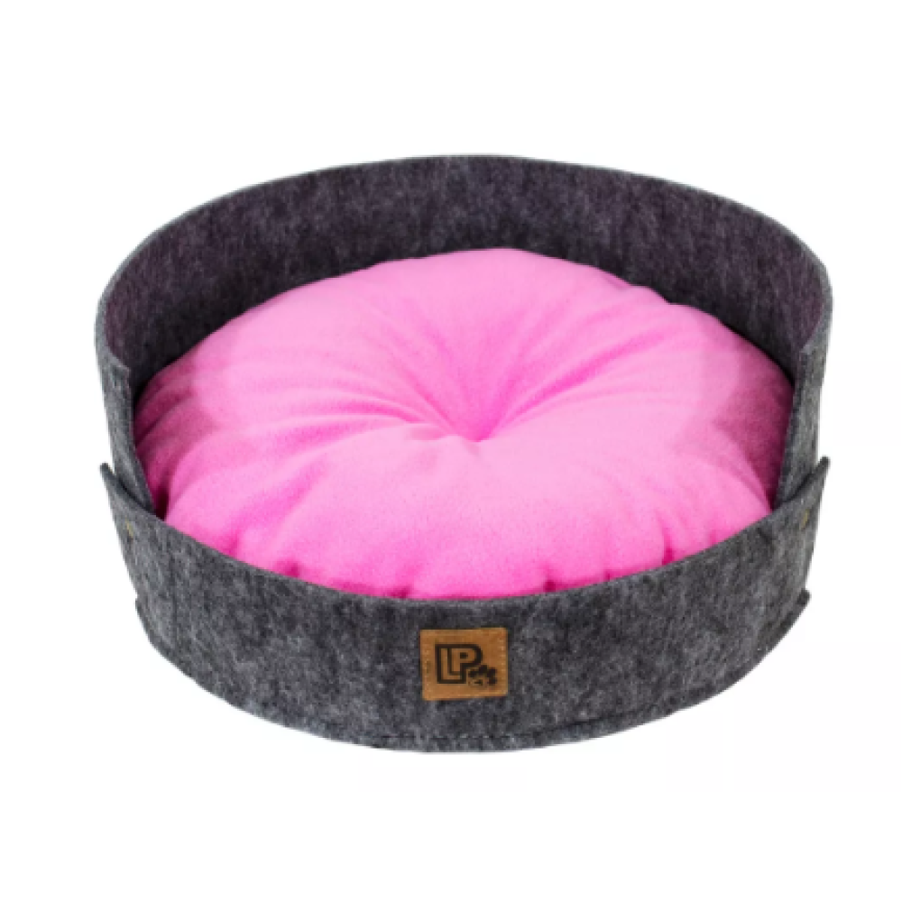 Лежак Релакс №2 "Lucky Pet", серо-розовый, 40х40х17см