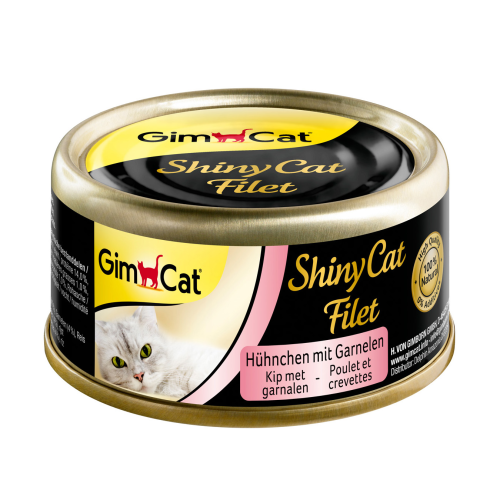 Влажный корм для кошек Gimpet ShinyCat Filet с курицей и креветками 70 г