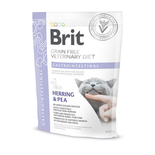 Сухой корм для кошек, при заболеваниях желудочно-кишечного тракта Brit GF Veterinary Diet Gastrointestinal с селедкой, 400 г