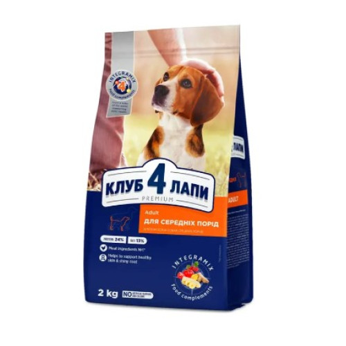 Сухой корм для собак средних пород Club 4 Paws Premium (курица) 2 (кг)