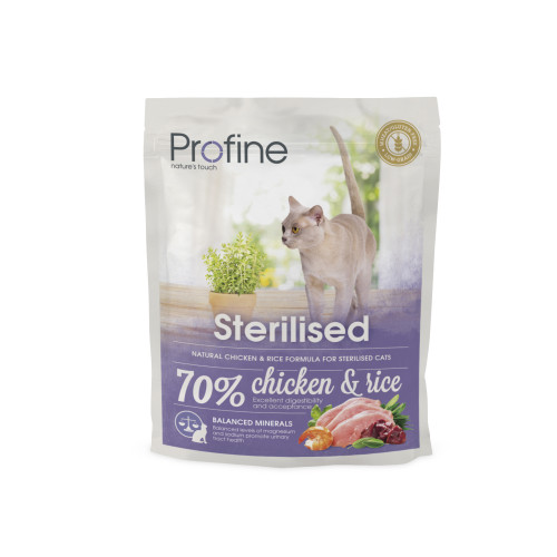 Сухий корм Profine Cat Sterilised для дорослих стерилізованих котів з куркою та рисом 300 г