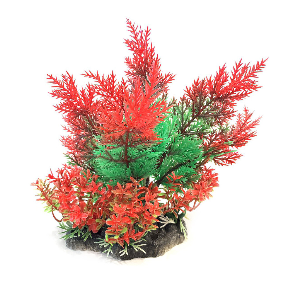 Искусственное растение для аквариума Aquatic Plants 10х6х17 (см) красно-зеленое
