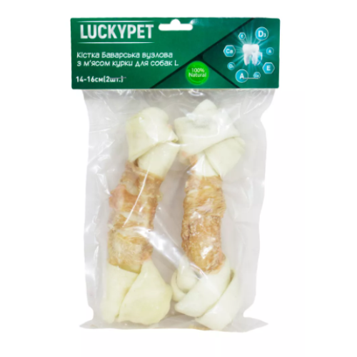 Кістка Lucky Pet Баварська вузлова №4 L + м'ясо курки, 17-19 см, 2 шт