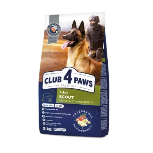 Сухой корм для собак средних и крупных пород Club 4 Paws Premium Scout (курица) 5 (кг)