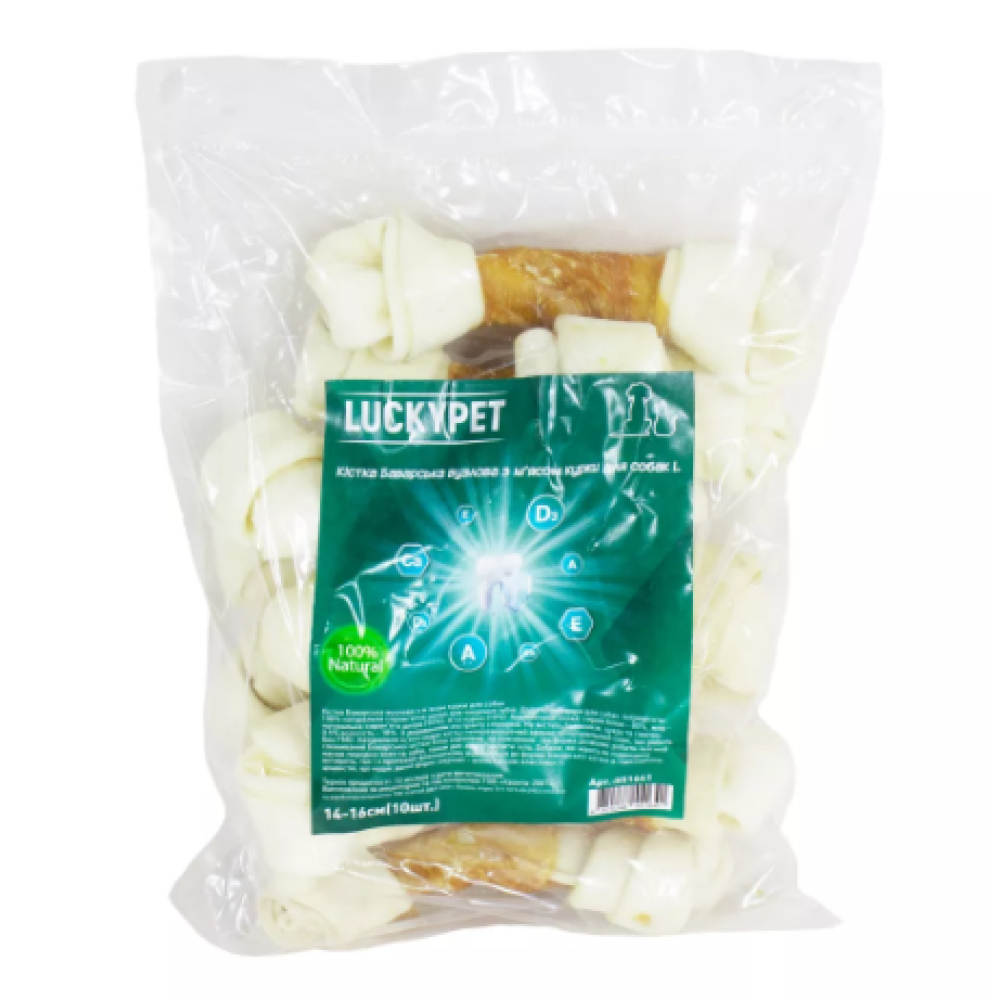 Кость Lucky Pet Баварская узловая №4 L + мясо курицы, 17-19 см, 10 шт 