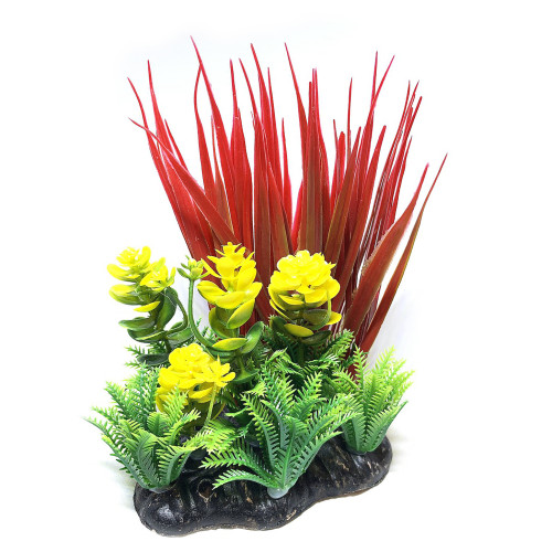 Искусственное растение для аквариума Aquatic Plants 13х8х16 (см) красно-зеленое