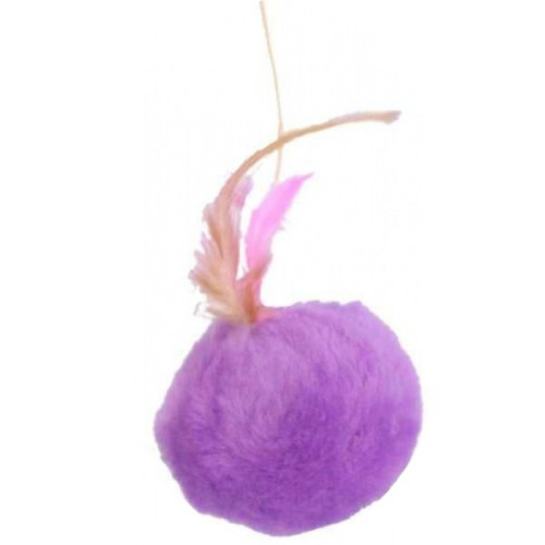 Игрушка Природа Мячик меховой с перьями на резинке