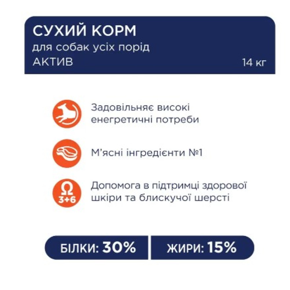 Сухой корм для активных собак всех пород Club 4 Paws Premium 14 кг (курица)