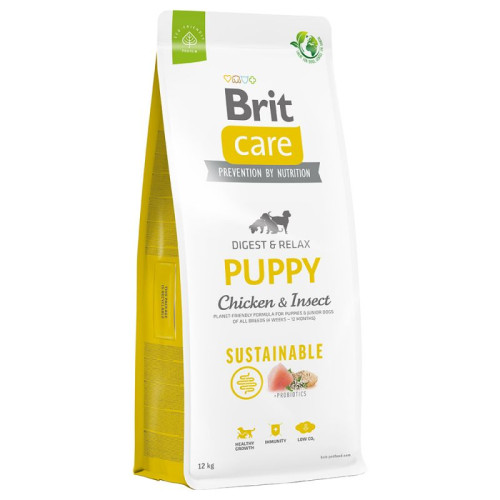 Сухой корм Brit Care Dog Sustainable Puppy для щенков всех пород с курицей и насекомыми 12 кг