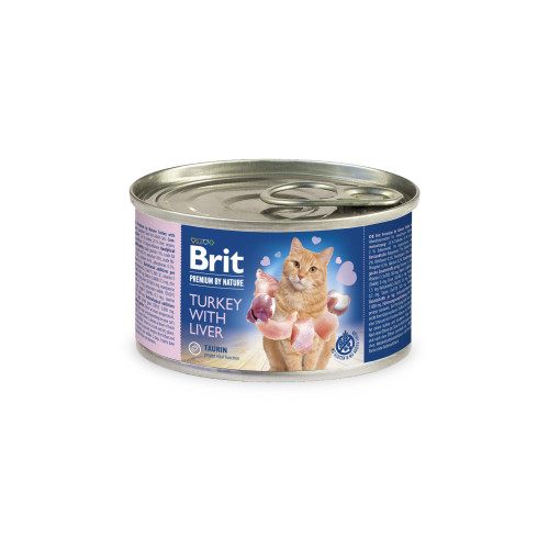 Влажный корм для кошек Brit Premium с индейкой и печенью 200 г