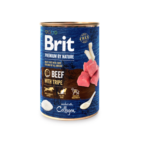 Вологий корм для собак Brit Premium by nature Beef with Tripe з яловичиною та рубцем 400 г