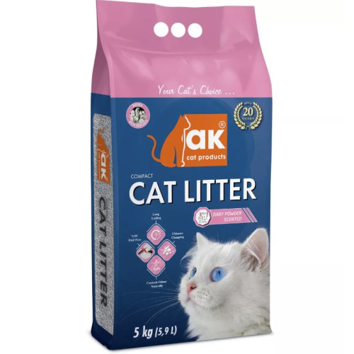 Бентонитовый наполнитель для котов AKCAT COMPACT CAT LITTER (Аромат детской пудры)
