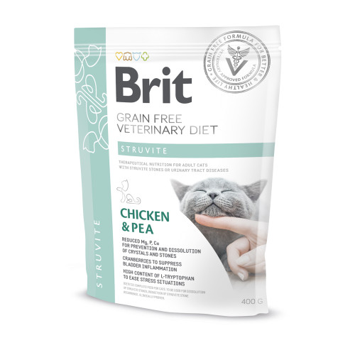 Сухой корм для кошек, при заболеваниях мочевыводящих путей Brit GF Veterinary Diet Struvite с курицей, 400 г