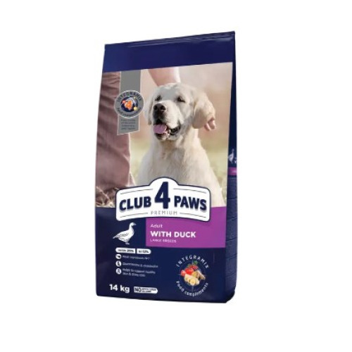 Сухой корм для взрослых собак крупных пород Club 4 Paws Premium 14 кг (утка)