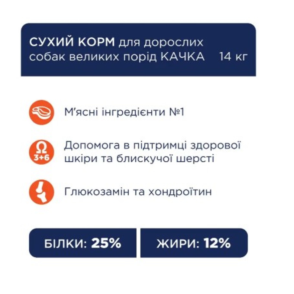 Сухой корм для взрослых собак крупных пород Club 4 Paws Premium 14 кг (утка)