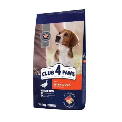 Сухой корм для взрослых собак средних пород Club 4 Paws Premium 14 кг (утка)