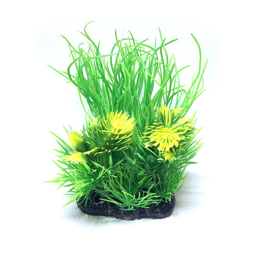 Искусственное растение для аквариума Aquatic Plants 10х6х14 (см) зелено-желтое