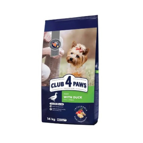 Сухой корм для взрослых собак малых пород Club 4 Paws Premium 14 кг (утка)