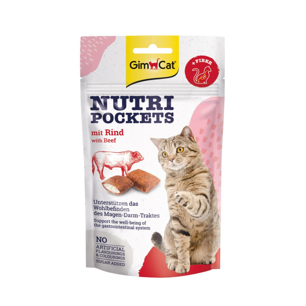 Ласощі для кішок GimCat Nutri Pockets Яловичина+Солод (Мальт) 60 г