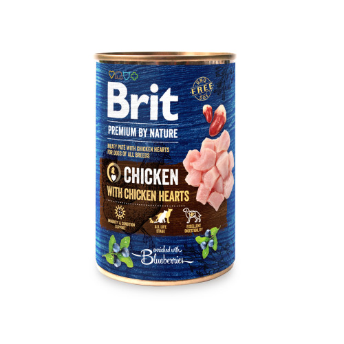 Вологий корм для собак Brit Premium by nature Chicken with Hearts курка з серцем 400 г