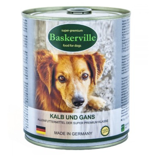 Консерва для собак Baskerville (Баскервіль) телятина, гусак 800г.