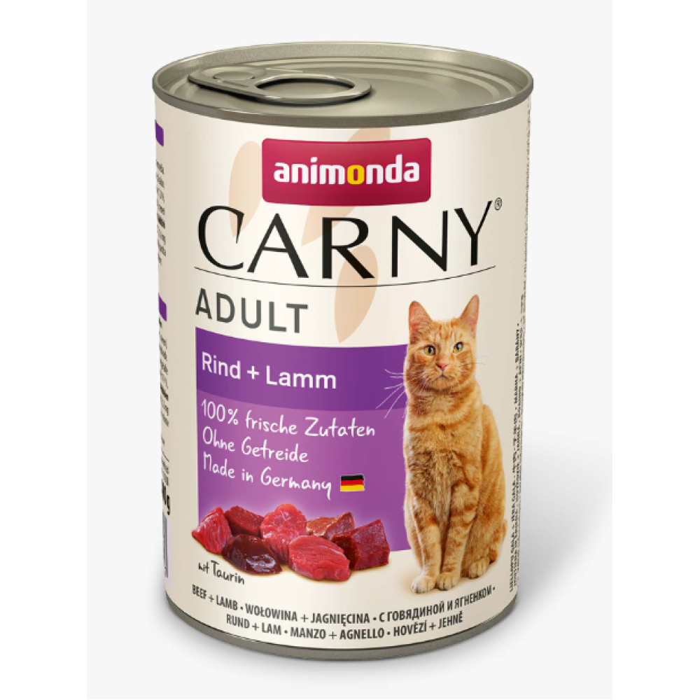 Консерва Animonda Carny Adult Beef + Lamb для котів, з яловичиною та ягням, 400г