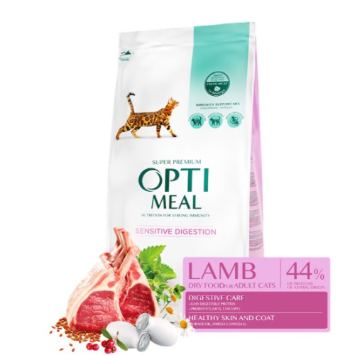 Сухой корм для котов с чувствительным пищеварением Optimeal (ягненок) 200 (г)